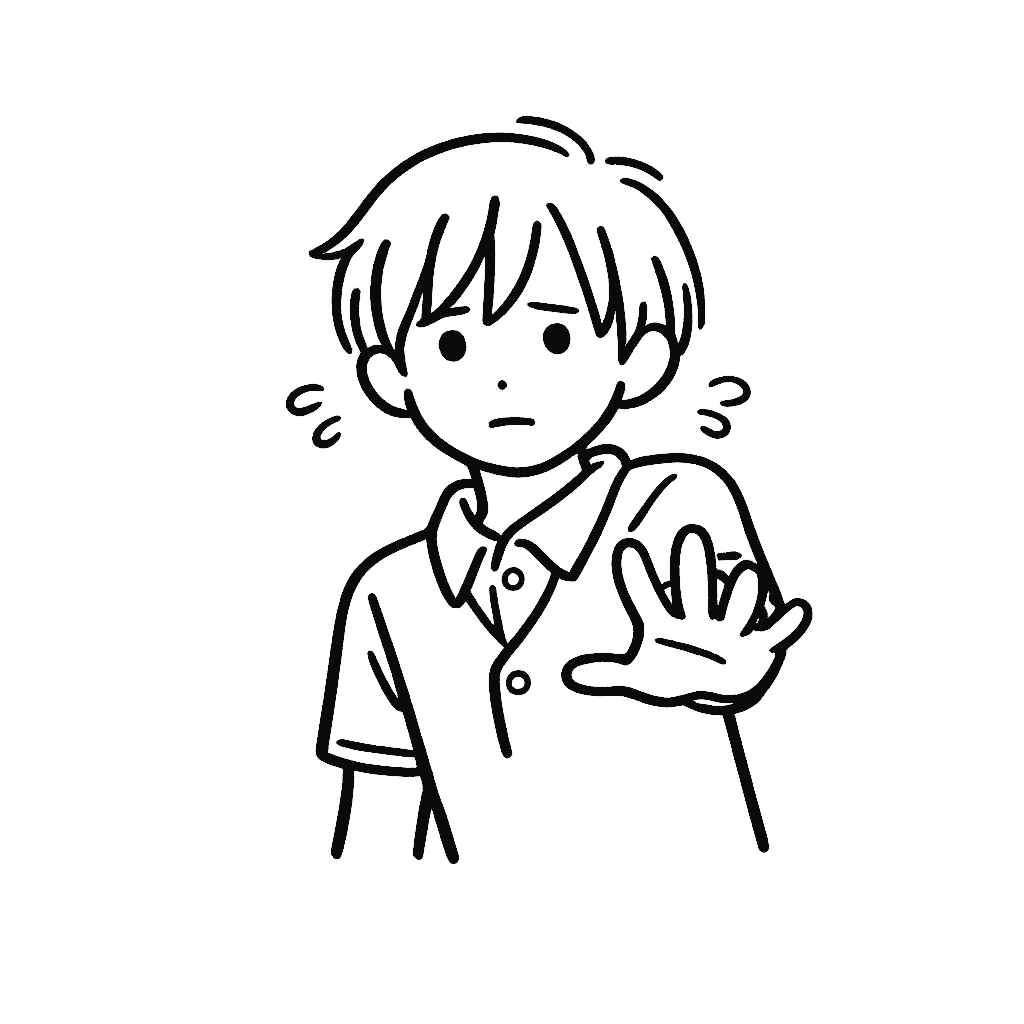 躊躇している子どものイラスト